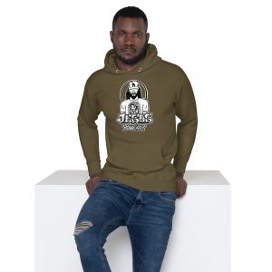 unisex premium hoodie military green front