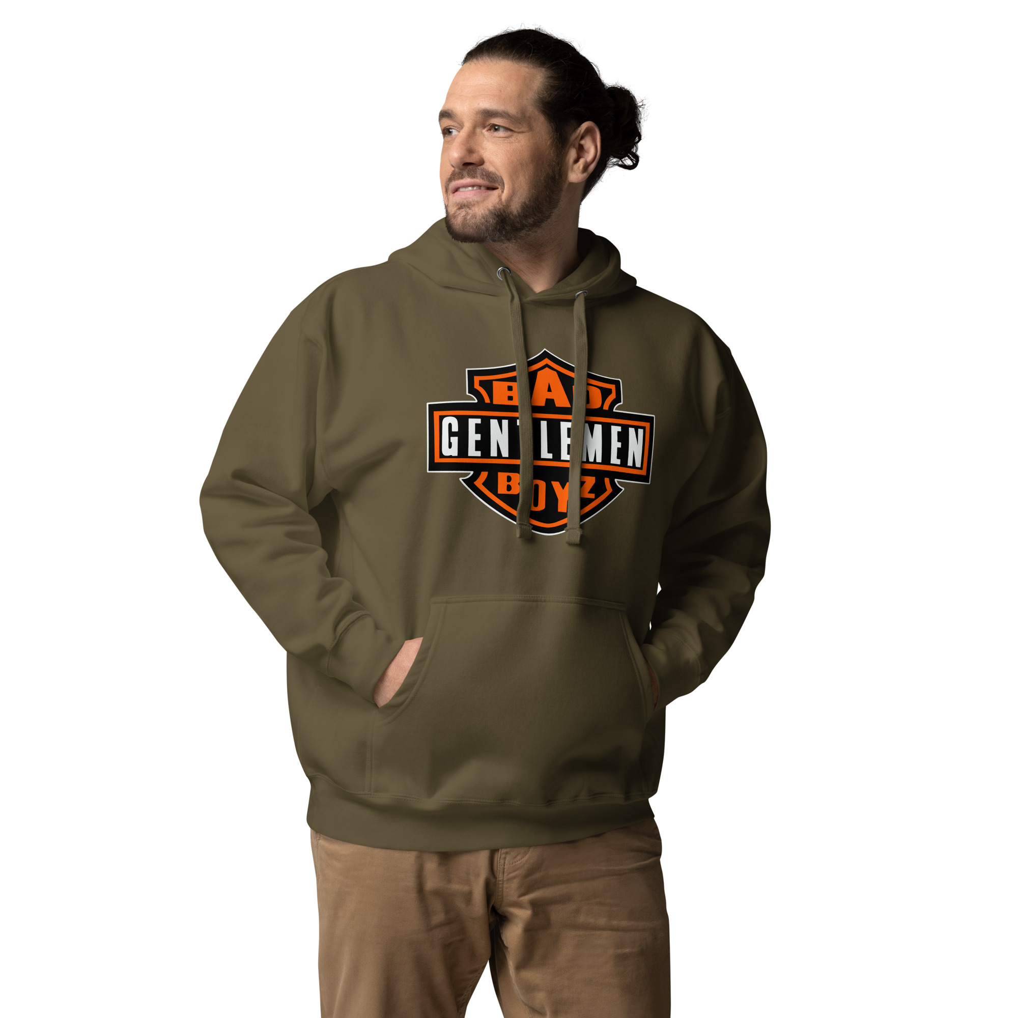 unisex premium hoodie military green front