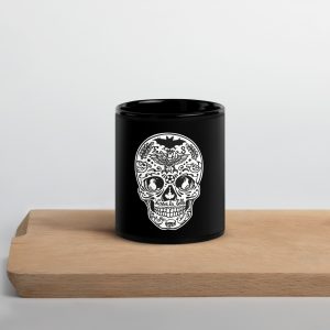 black glossy mug black 11 oz front