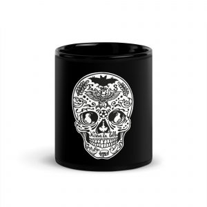 black glossy mug black 11 oz front