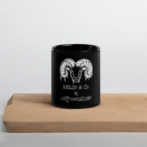 black glossy mug black 11 oz front