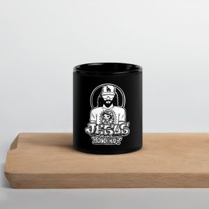 black glossy mug black 11 oz front