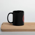 black glossy mug black 11 oz handle on left 