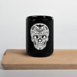 black glossy mug black 15 oz front