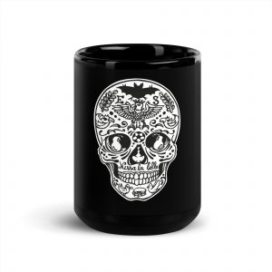 black glossy mug black 15 oz front