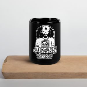 black glossy mug black 15 oz front 