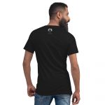 unisex v neck tee black back 