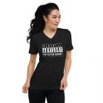 unisex v neck tee black front 