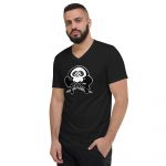 unisex v neck tee black left front 