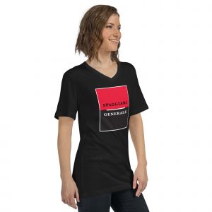 unisex v neck tee black right front