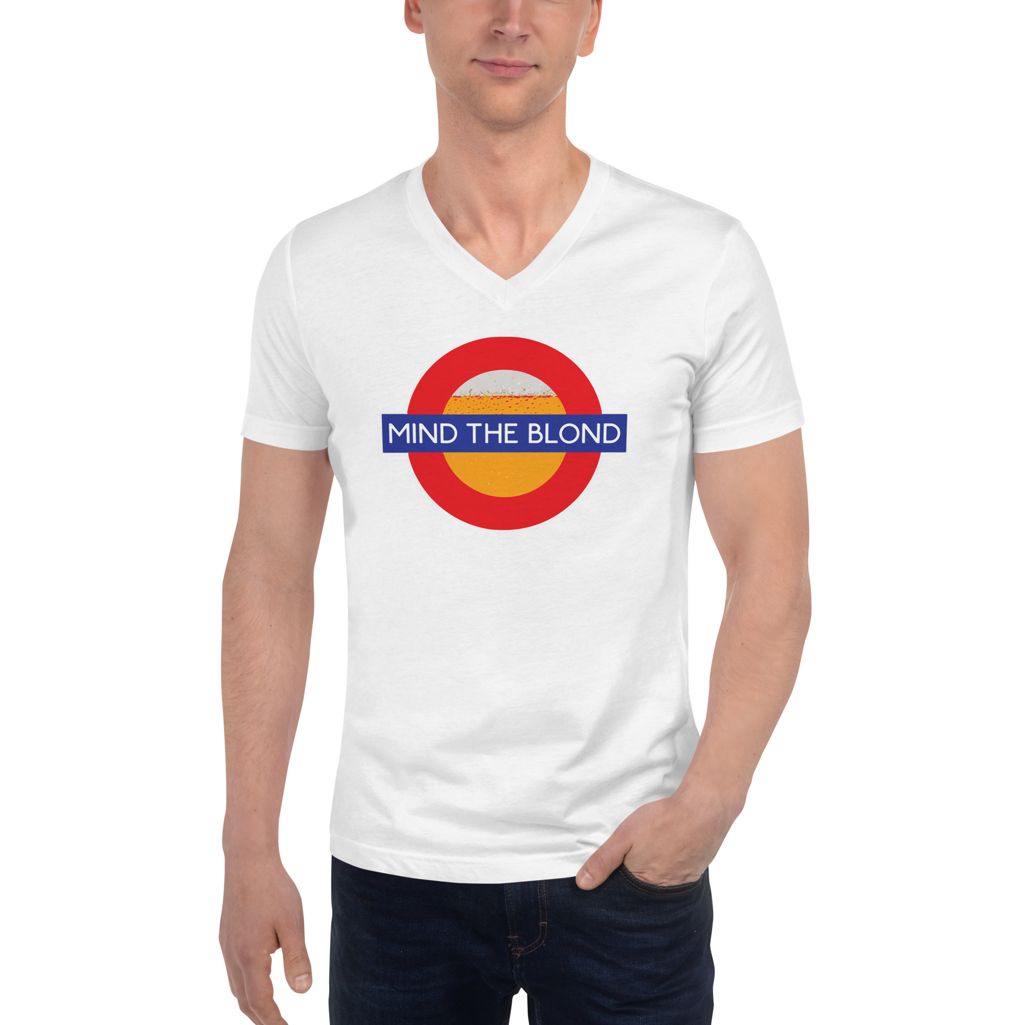 unisex v neck tee white front