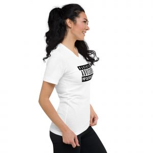 unisex v neck tee white right front