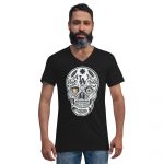 unisex short sleeve v neck t shirt la skull