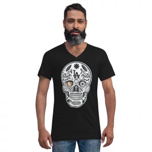 unisex short sleeve v neck t shirt la skull