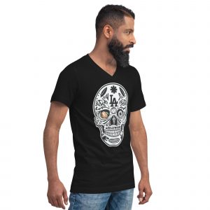 LA SKULL,T-Shirt unisexe à manches courtes et col V