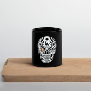 black glossy mug la skull