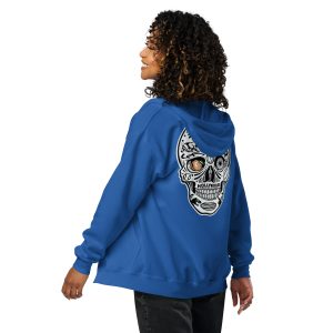 LA SKULL,Sweat à capuche zippé unisexe en mélange lourd