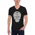 unisex short sleeve v neck t shirt nissa skull