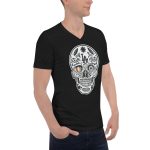 unisex short sleeve v neck t shirt la skull