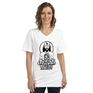 unisex short sleeve v neck t shirt chamane's jesus