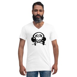 unisex short sleeve v neck t shirt chamane's skull