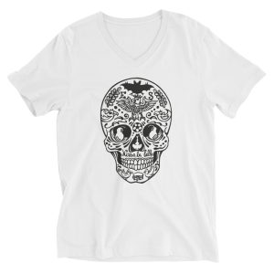 unisex short sleeve v neck t shirt nissa skull