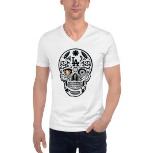 LA SKULL,Unisex Short Sleeve V-Neck T-Shirt