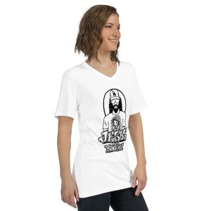 unisex short sleeve v neck t shirt chamane's jesus