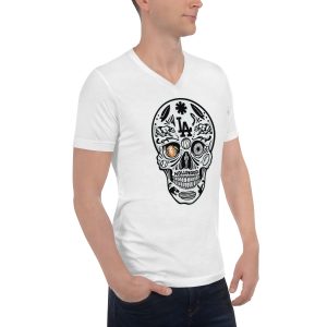 unisex short sleeve v neck t shirt la skull